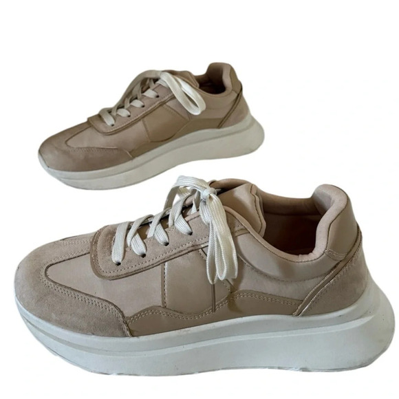 Madden Girl Shoes - Madden Girl Angiee Sneakers - Women's Beige Lace-Up Platform Sneakers, Size 10